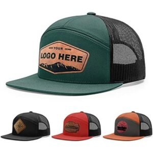 premium-7-panel-mesh-back-cap-flat-bill-trucker-hat-with-snapback-closure-embroidery